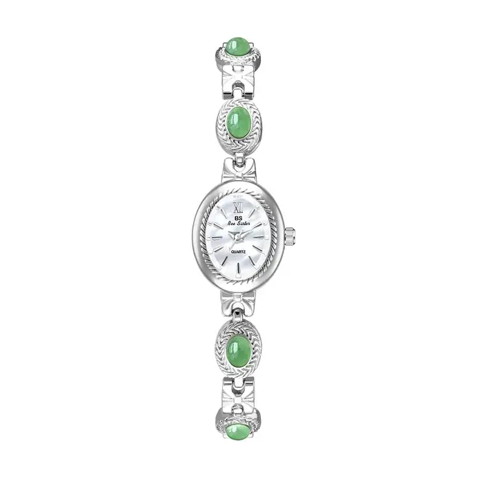 Montre pour femme Bracelet en Jade naturel Vintage petit cadran ovale or rétro montres marque de luxe femmes