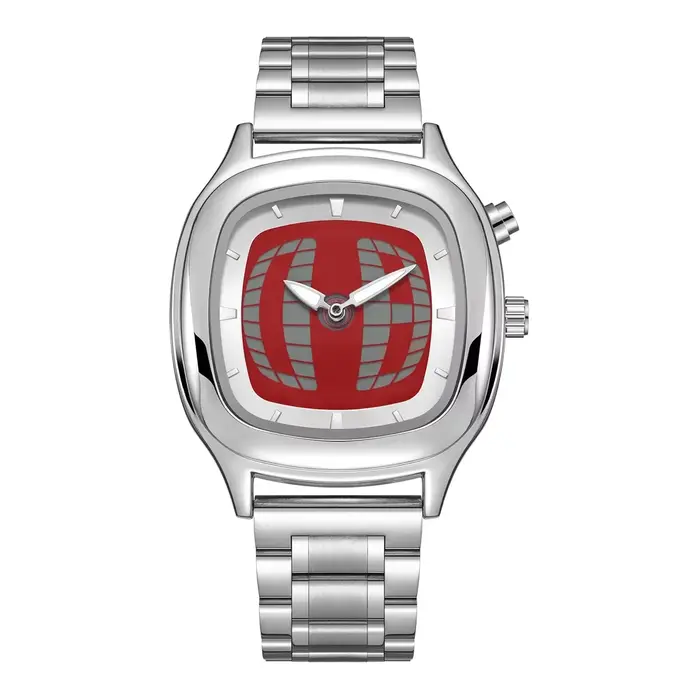 Montre à Quartz rouge couleur carré Y2K pointeur numéro double affichage en acier personnaliser mont
