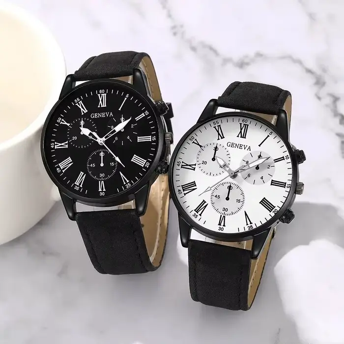 Ensemble de 1/2 montres en cuir décontractées pour couple