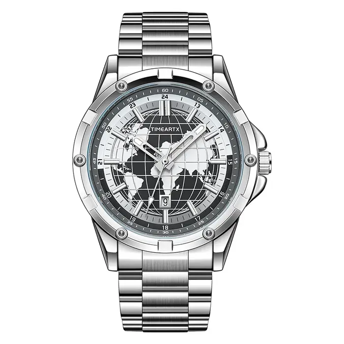 Montre pour homme avec cadran carte du monde