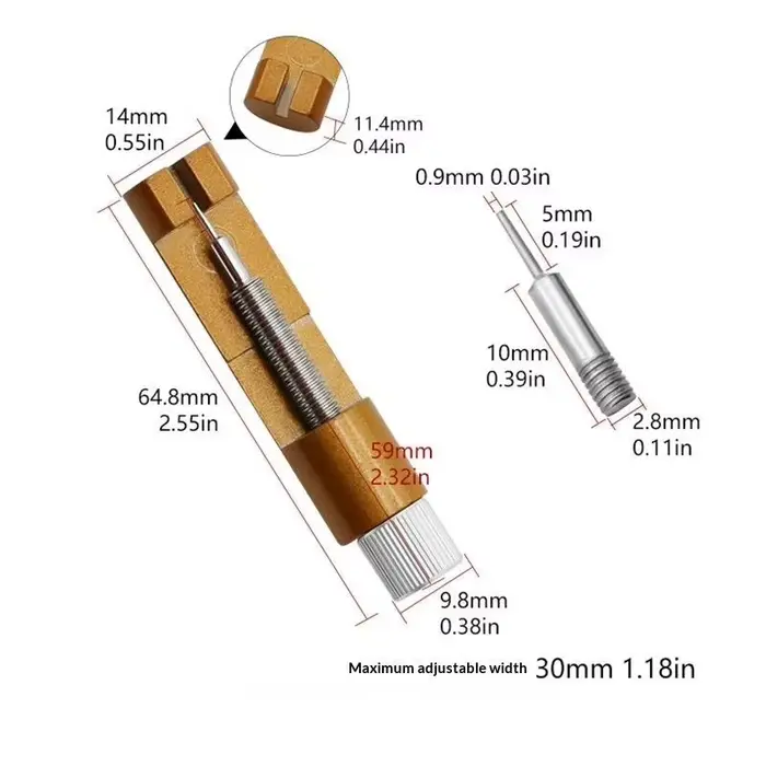 Kit d'ajustement de bracelet de montre en alliage d'aluminium avec poussoir de goupilles, outil de démontage de maillons pour réparation de montres à domicile occasions spéciales