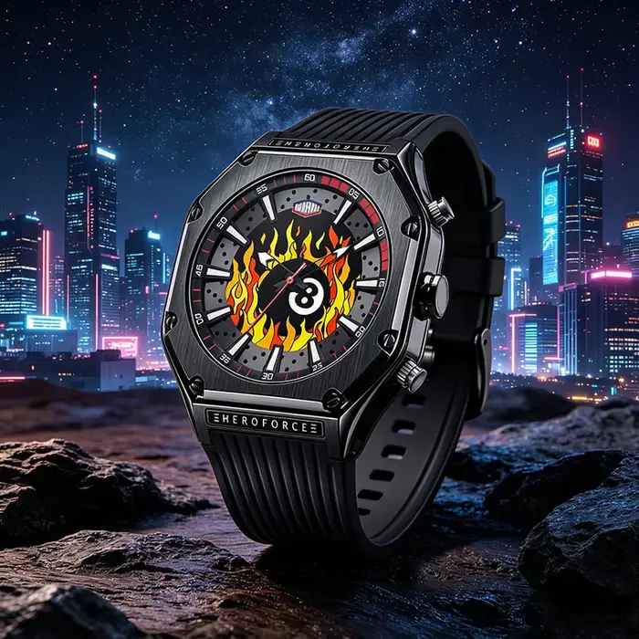 Montre homme HEROFORCE 2026 affichage double lumineux montre-bracelet à quartz silicone style vendange résistance à l'eau occassions spéciales