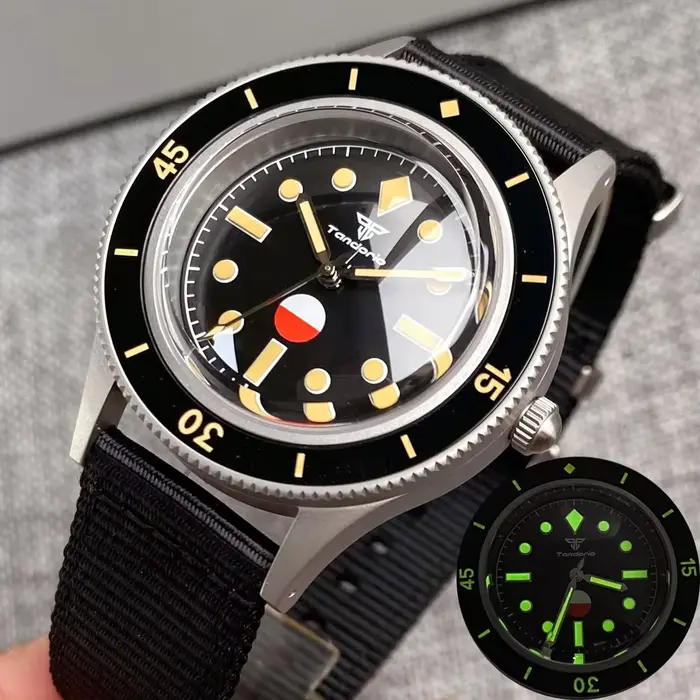 Tandorio – montre rétro noire pour hommes