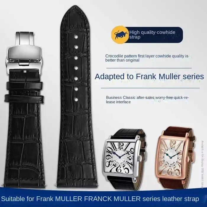 Ceinture de montre en cuir véritable pour la série Frank Muller