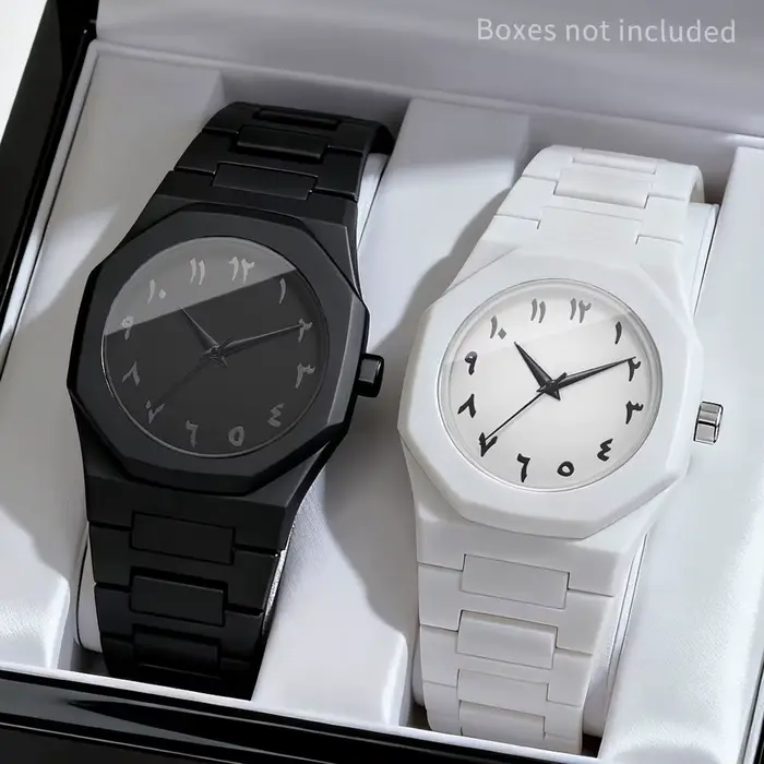 2 pièces mode hommes montres à Quartz ensemble décontracté bracelet en plastique homme sport montre-