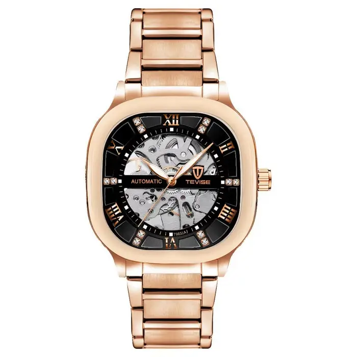 Montre automatique carrée rétro TEVISE pour homme