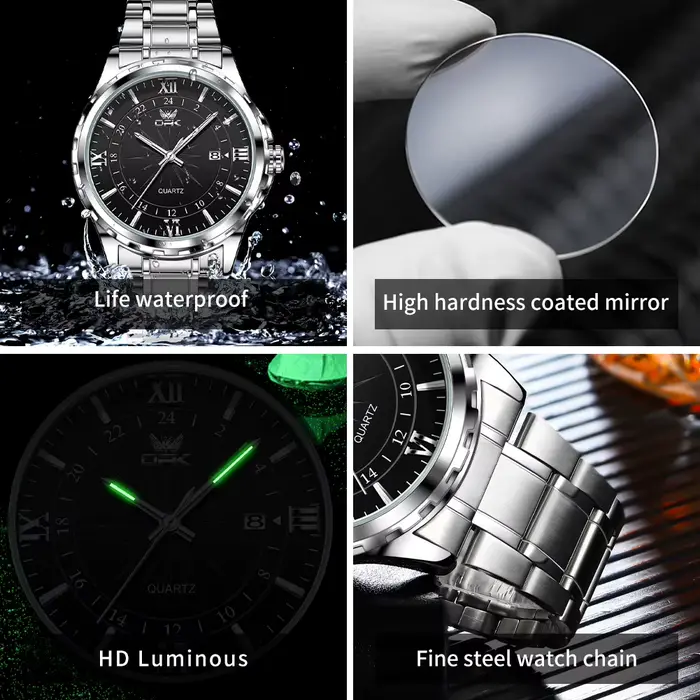 OPK 6003 montres pour hommes multifonctionnel chronographe montre-bracelet Original étanche lumineux Quartz montre automatique Reloj Hombre