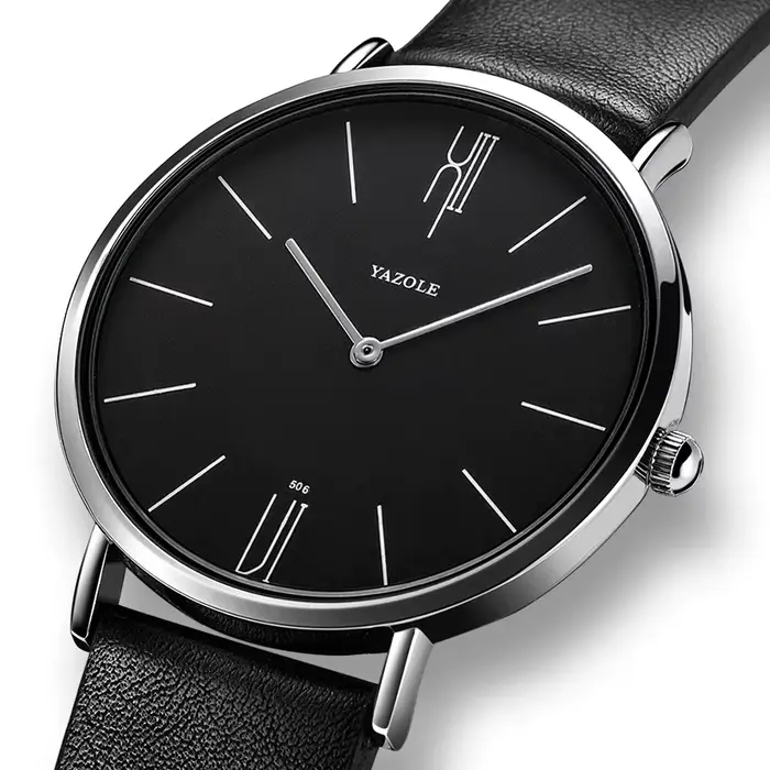 Montre JBAILI homme quartz en cuir simple décontractée pour affaires et occasions spéciales