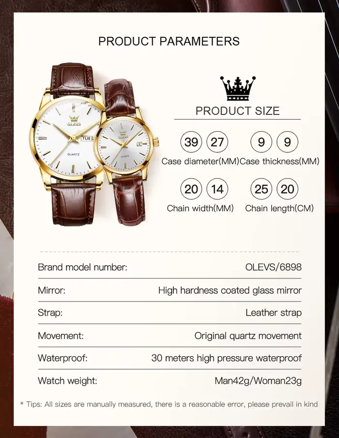 OLEVS 6898 montres de Couple de luxe marque de mode originale étanche montre-bracelet à Quartz lumineuse conception de calendrier pour Date Sport