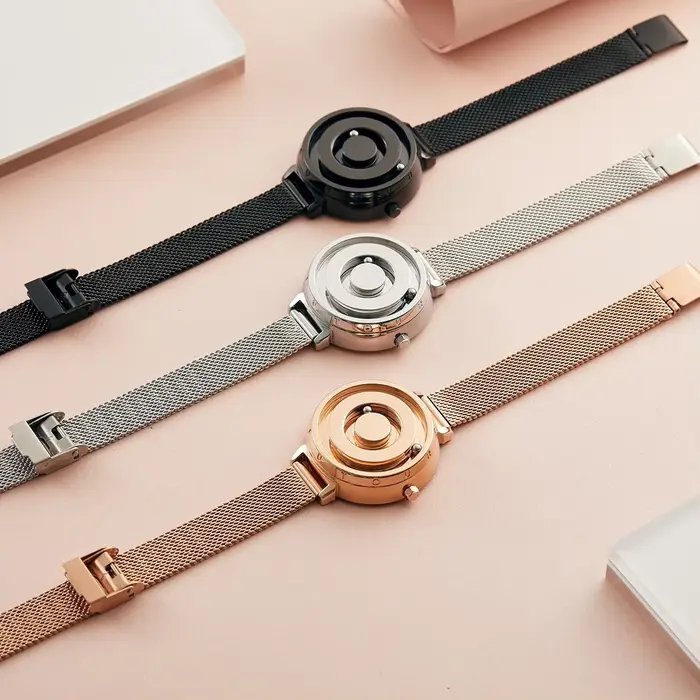 Montre pour femme Eutour en or rose – Montre à quartz magnétique
