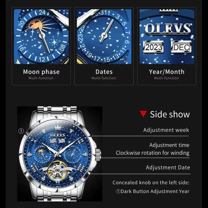 Montre mécanique automatique étanche pour homme