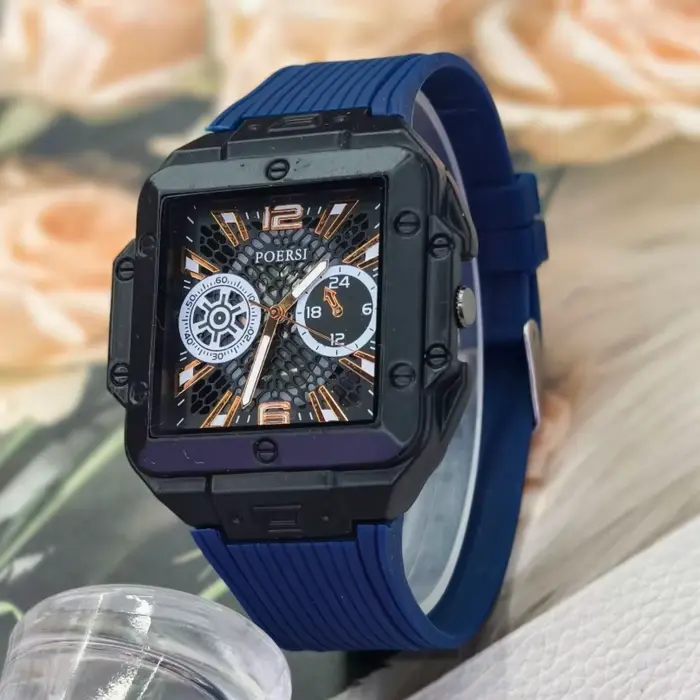 Nouvelle Montre de Luxe Carrée en Silicone pour Homme