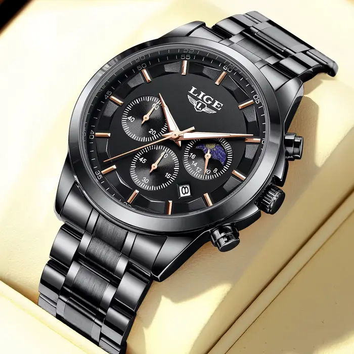 Montre homme de luxe à Quartz avec fonction lumineuse résistante à l'eau pour hommes élégants occasions spéciales
