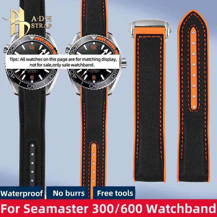 Bracelet de montre en caoutchouc étanche pour OMEGA Seam84