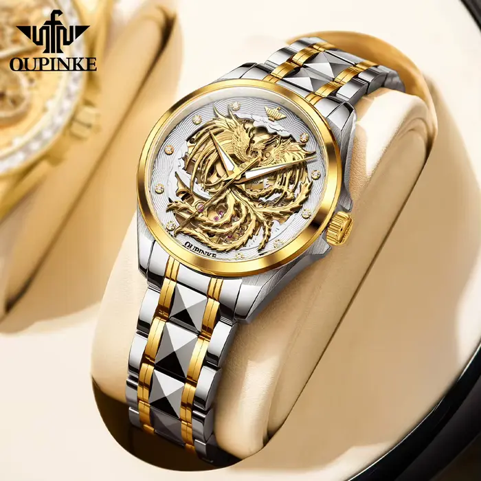 PINKE-Montre Dragon Or pour Homme et Femme, Acier Tungstène, existent, Mécanique, Couple, Montres-Br