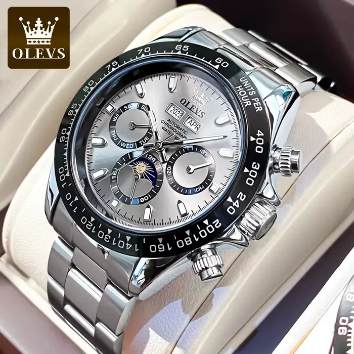 OLEVS montre mécanique automatique pour hommes TOP marque originale en acier inoxydable lumineux éta