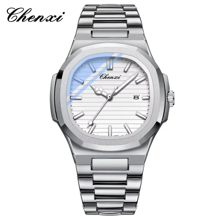 CHENXI 8222 montre à Quartz pour hommes montre-bracelet de luxe en acier inoxydable étanche lumineux Date mâle horloge montres cadeau