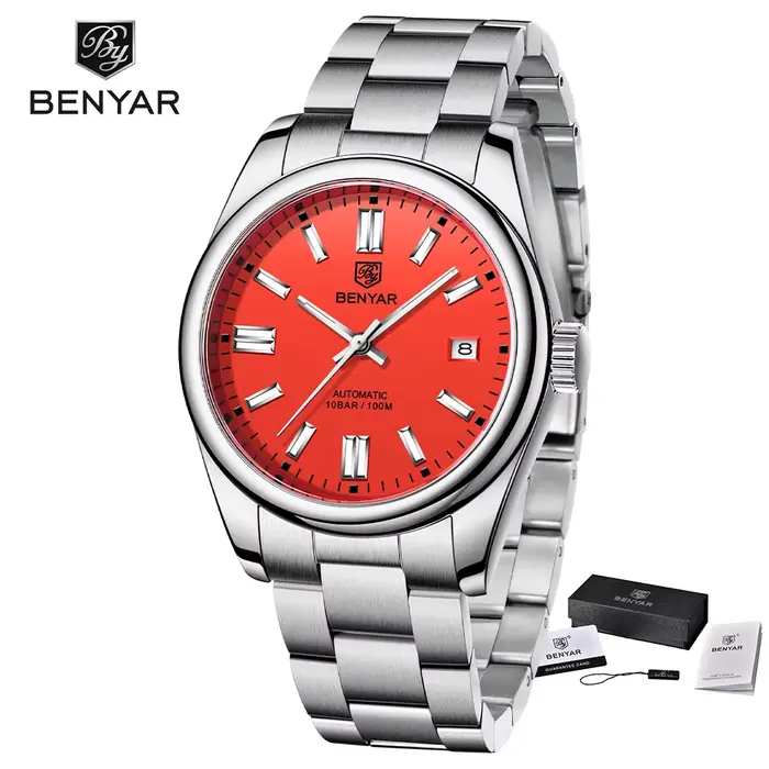 BENYAR-Montres-bracelets mécaniques automatiques en acier inoxydable pour hommes, montres de sport é