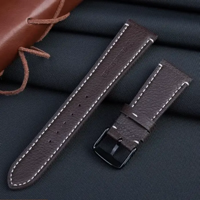 Bracelet de montre en cuir marron foncé pour homme