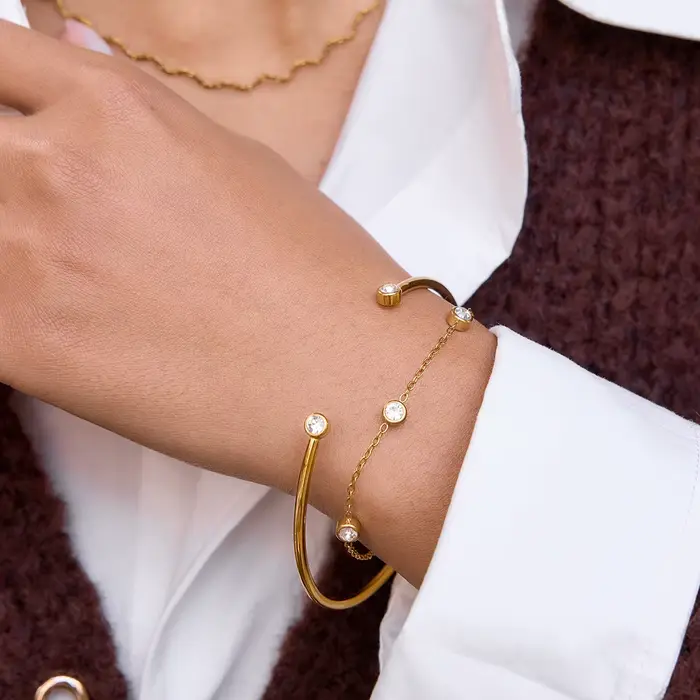 Zora 2 pièces/ensemble Bracelet chaîne en zircon