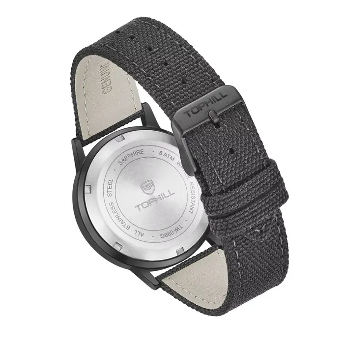 Montre Tophill TW099G Quartz avec Bracelet en Toile Lumineuse pour Hommes Occasions Spéciales Vintage Résistante à l'Eau