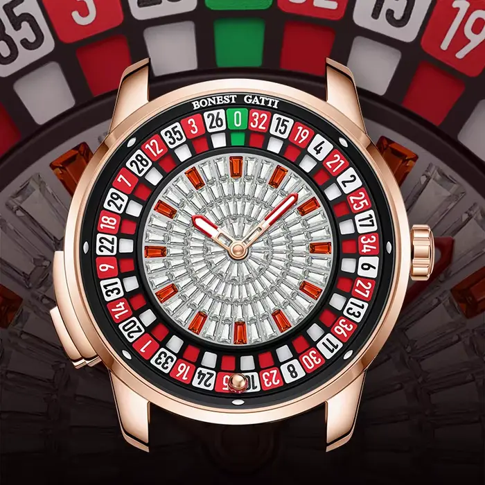 BONEST GATTI nouveaux hommes montre mécanique mouvement automatique cadran rotatif chiffres arabes Roulette