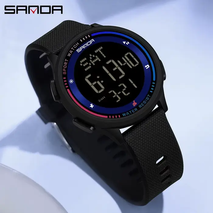 SANDA 6158 étudiant mouvement numérique adolescent garçon fille montre horloge à la mode étanche Sport