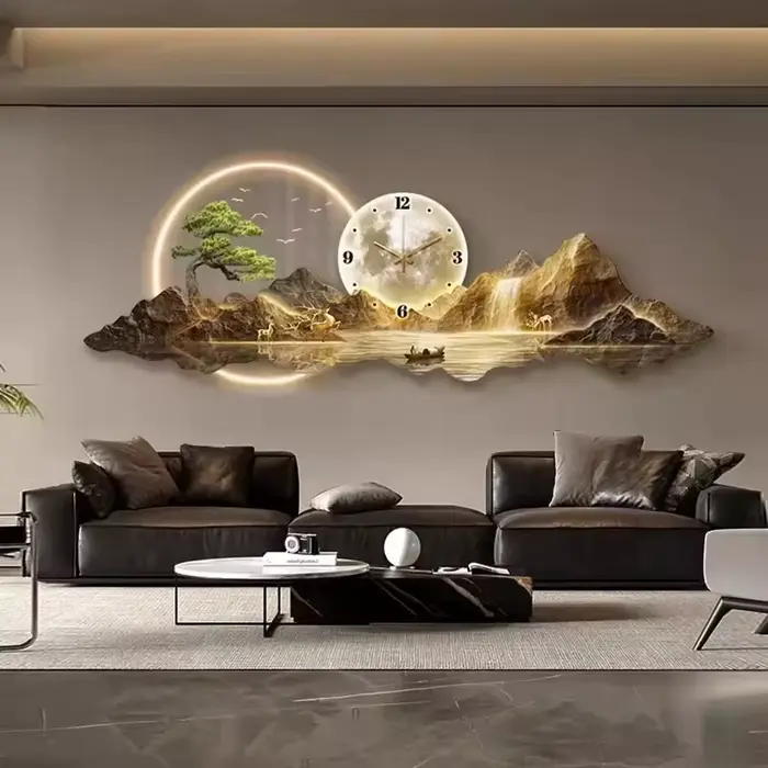Design horloges murales de luxe salon Led esthétique minimaliste montre murale silencieux mode nordique Horloge