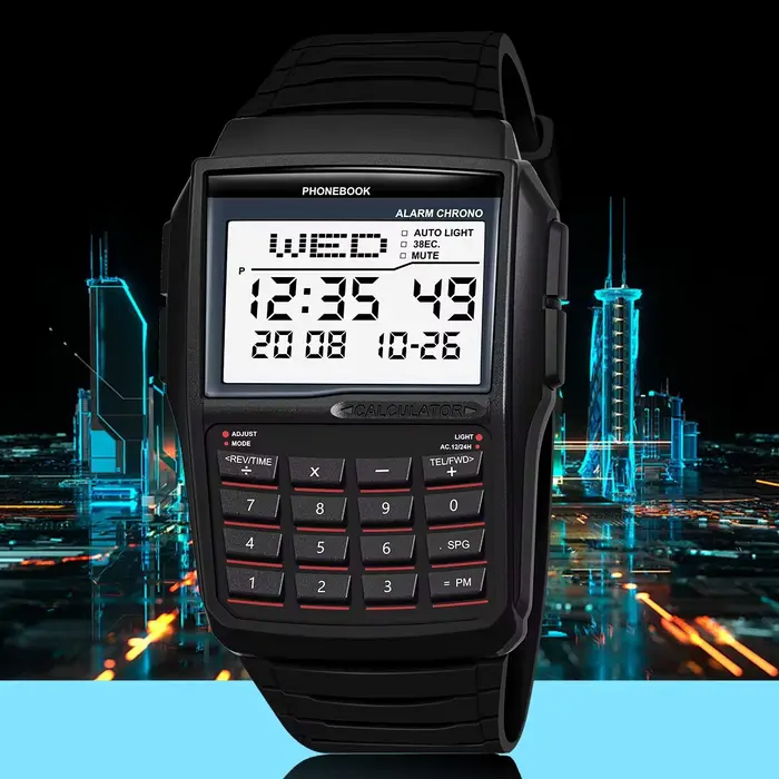 Montre Calculatrice Multifonctionnelle Homme 2026 – Montre Électronique LED de Luxe Tendance, Style