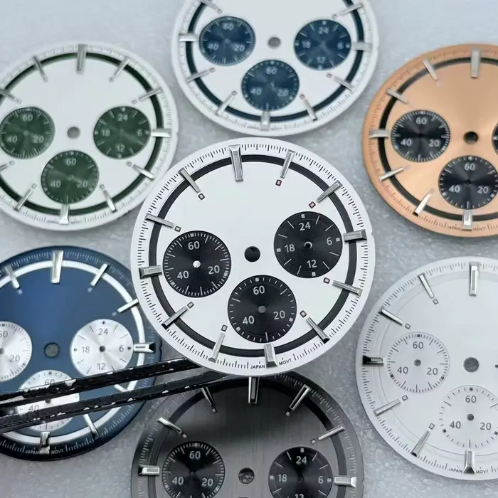 Cadran de Montre VK63 Taille 29.5mm 32.5mm Acier Inoxydable Lumières Vertes Pour Chronographe Quartz Occasions Spéciales