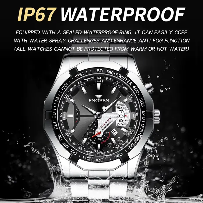 Montre-bracelet à quartz lumineuse résistante à l'eau pour hommes, avec date automatique, pour activités sportives et occasions spéciales
