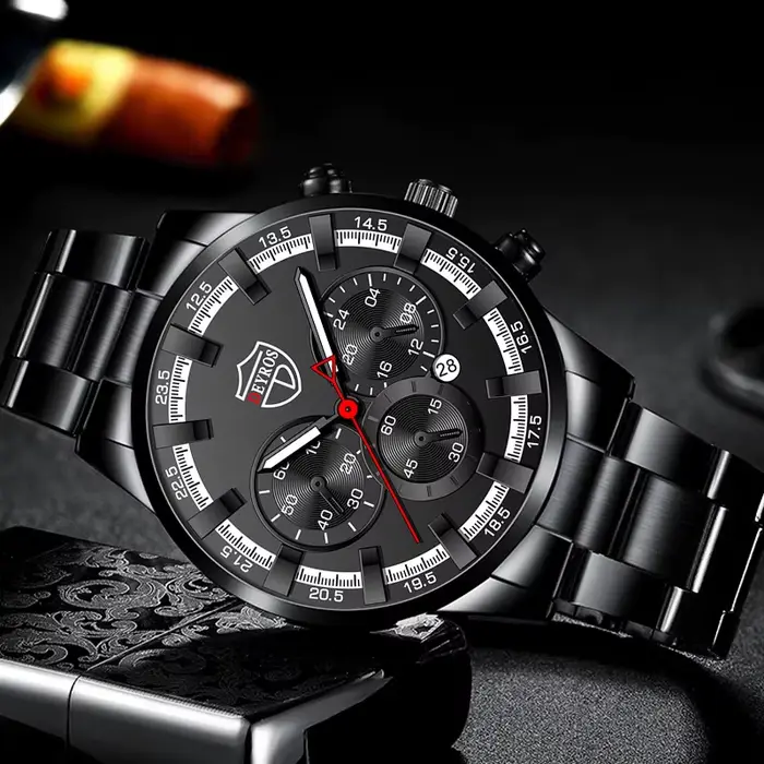 Mode hommes montres de luxe hommes sport or acier inoxydable Quartz montre-bracelet homme affaires montre en cuir décontractée часы мужɔе