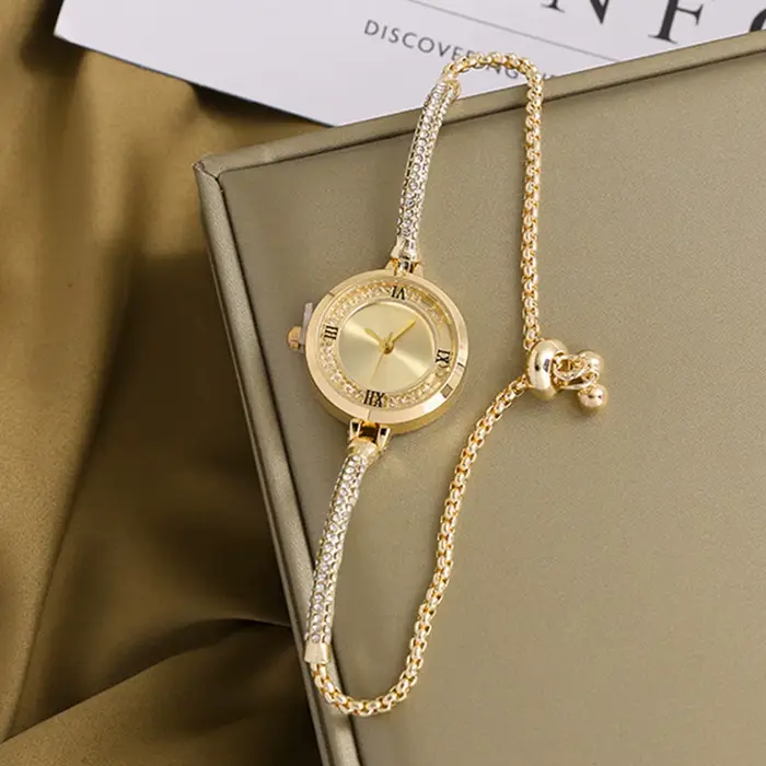 Montre à fouet haut en acier inoxydable pour femme