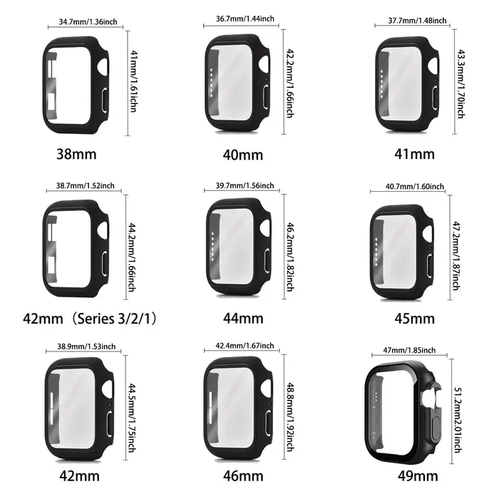 Verre trempé + couvercle pour Apple Watch série 42mm 46mm PC pare-chocs étui de protection d'écran iWatch