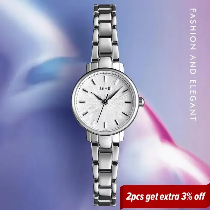 Montre Femme Quartz Argent Rose Casual Mode Polyvalente Occasions Spéciales