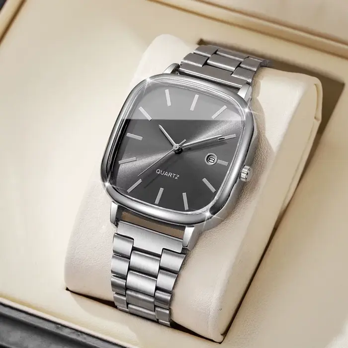 Montres d'affaires carrées pour hommes, montre à Quartz avec calendrier analogique, horloge Reloj Ho