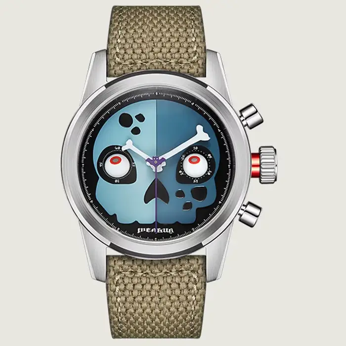 MERKUR-Montre Mécanique à Remontage Manuel pour Homme, Crâne, Saphir, Chronographe, Vintage, Origina