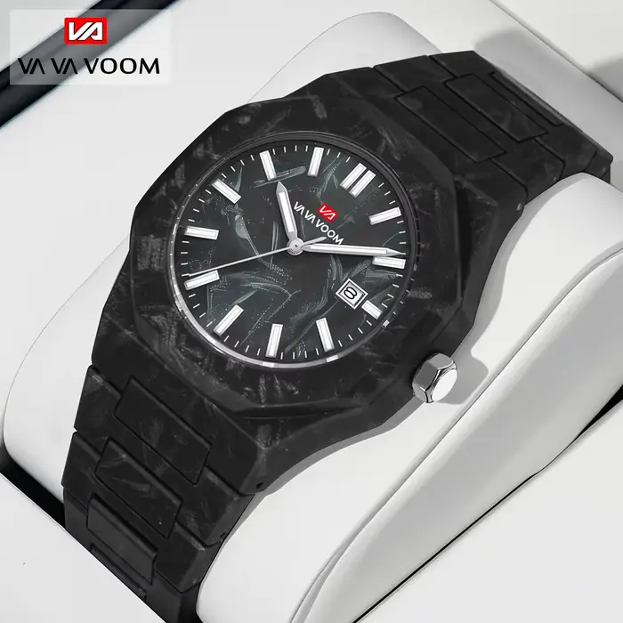 VA VA VOOM hommes montres mouvement à Quartz 40mm Style d'affaires noir marbre calendrier horloge 3B