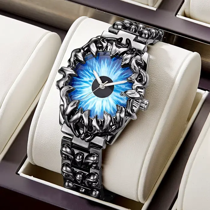 Montre à quartz pour homme avec cadran œil-de-chat