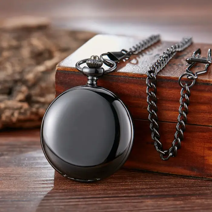Montre de poche mécanique classique double face remontage manuel surface lisse creux chiffre romain hommes femmes