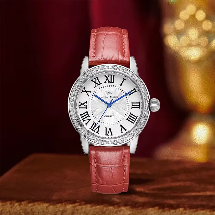 Montre rétro quartz élégante pour femme résistante à l'eau et saphiroccasion spéciale et quotidienne