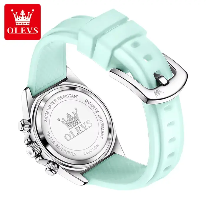 Montre OLEVS élégante pour femmes résistante à l'eau avec bracelet en silicone quartz pour diverses occasions et styles