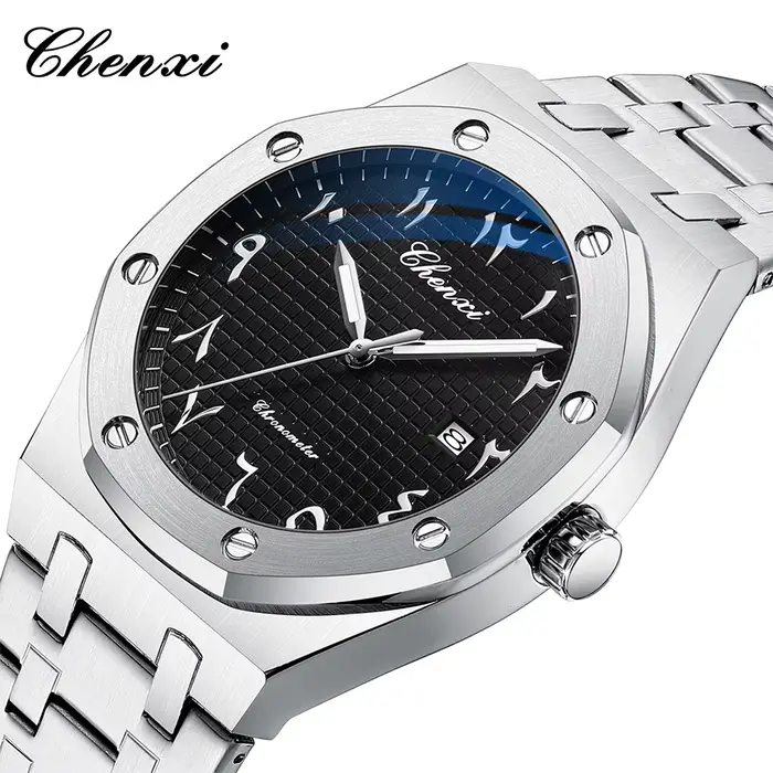 CHENXI montre homme veilleuse étanche et calendrier de temps montres pour hommes montre-bracelet de luxe de haute qualité chiffres arabes orientaux