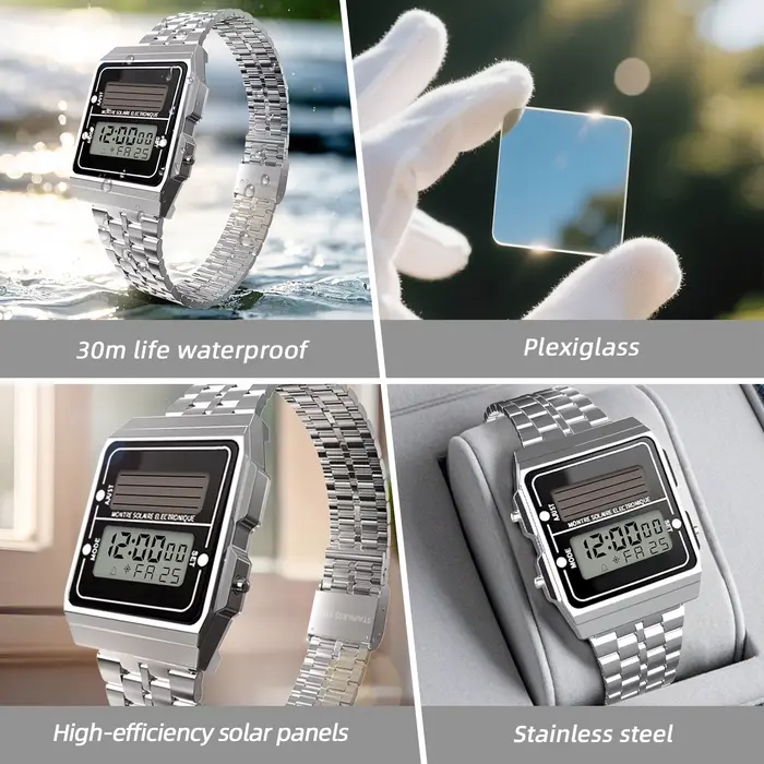 Montre numérique solaire pour hommes