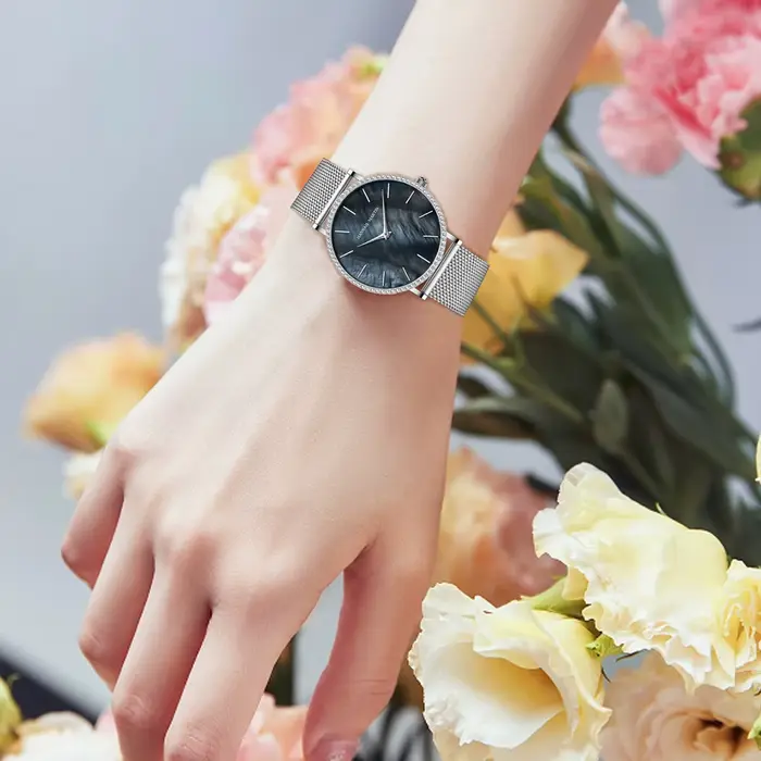 Reloj Mujer-Montre-bracelet de luxe en acier inoxydable pour femme