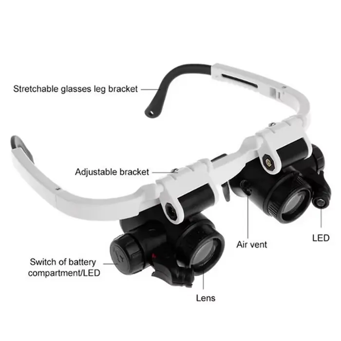 2XLED montre bijoutier réparation Loupe bandeau monté sur la tête