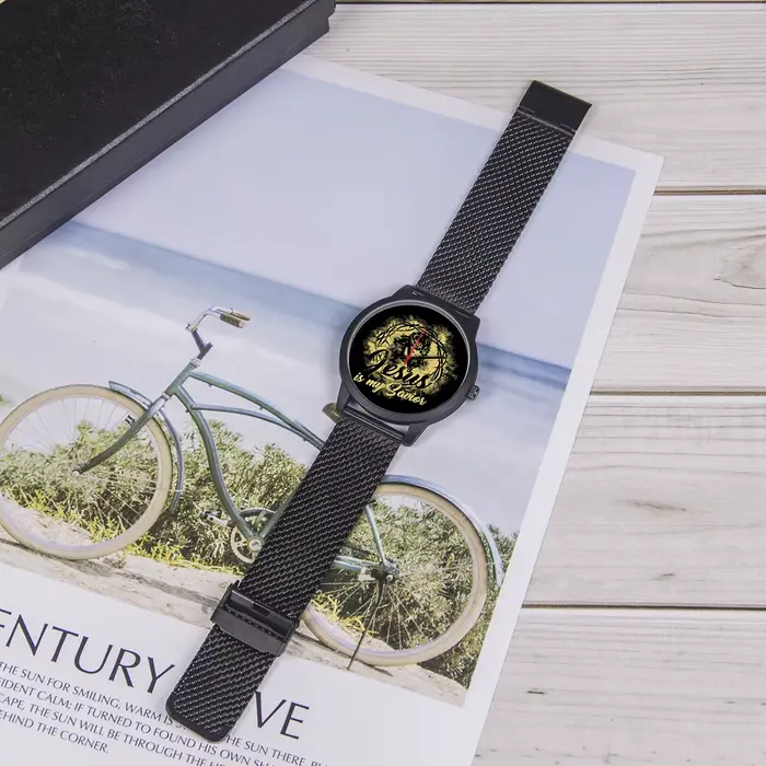 Montre-bracelet à quartz en édition limitée pour homme avec finition UV et bracelet en cuir véritable occasions spéciales et célébrations religieuses