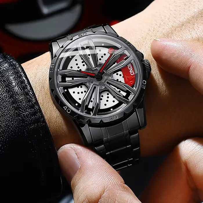 Montre mécanique creuse en acier inoxydable pour homme