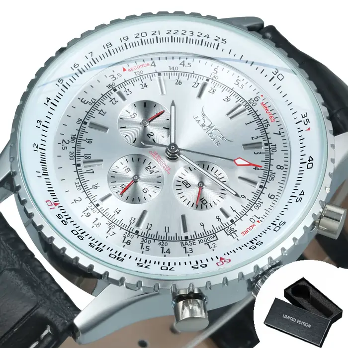 JARAGAR pilote montre automatique pour hommes militaire multifonction sous-cadrans montres mécanique