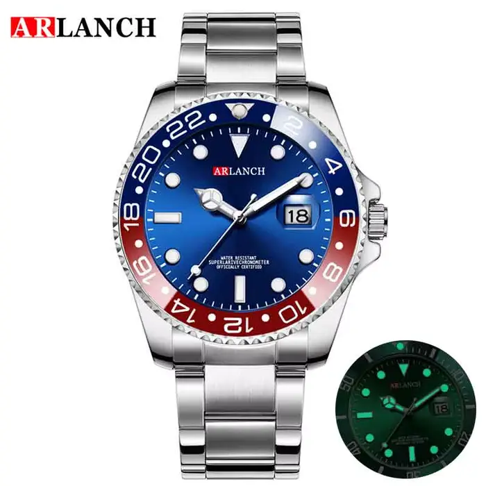 Montre ARLANCH Green Ghost Diver Acier Inoxydable Style Décontracté Élégant Occasions Spéciales Robuste Résistante À L'Eau Pour Hommes